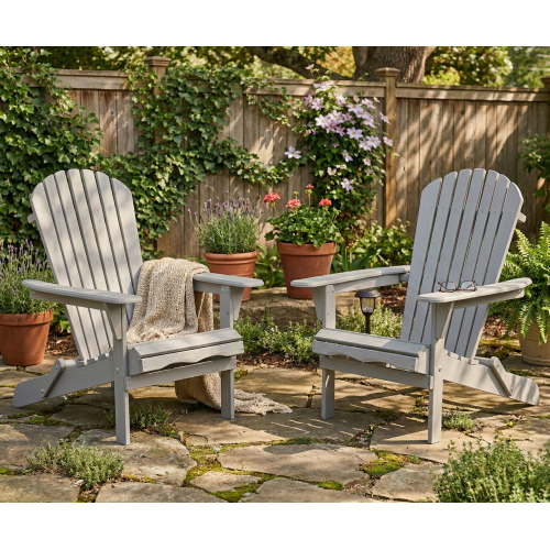 Wood Lounge Patio Chair for Garden Outdoor Wooden Folding Adirondack Chair Set of 2 Solid Wood Lounge Patio Chair for Garden, Lawn, Backyard