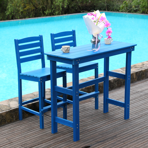Outdoor Bar Table and Chairs Set, Adirondack Bar Chairs Set.Outdoor Furniture for Outside, Navy blue.Waterproof, anti-corrosive.All Weather, for Lawn, for Garden, for Backyard, for Poolside